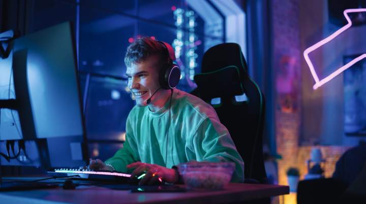 A man gaming