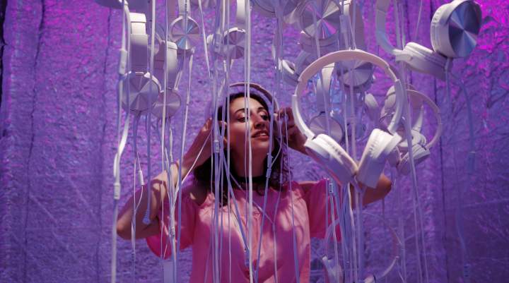Woman with balloons